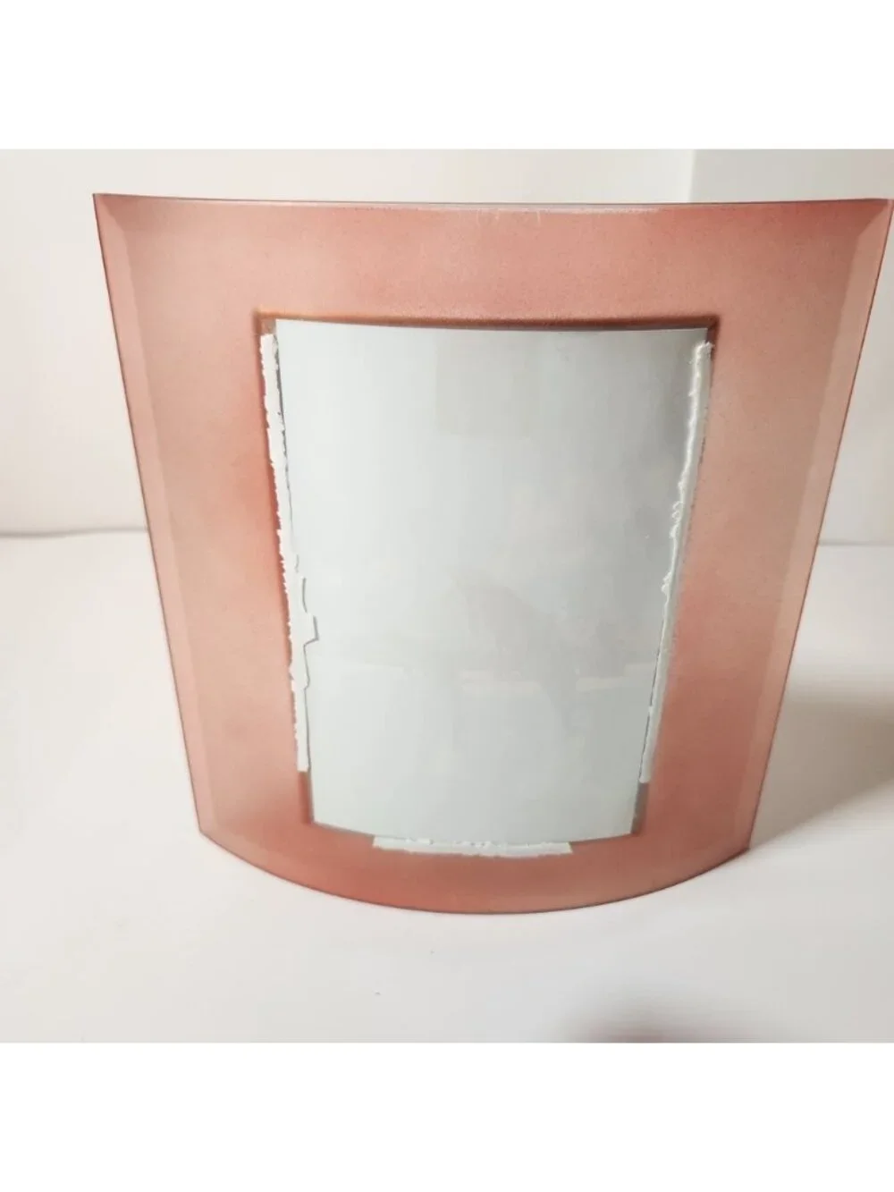 Vintage Curved Glass Picture Frame 4x6 Frosted‎ Peach Pink Gold Trim Modern Art